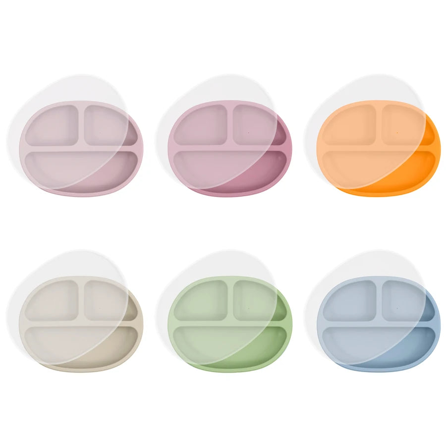Silicone Baby Suction Feeding Plate with Lid
