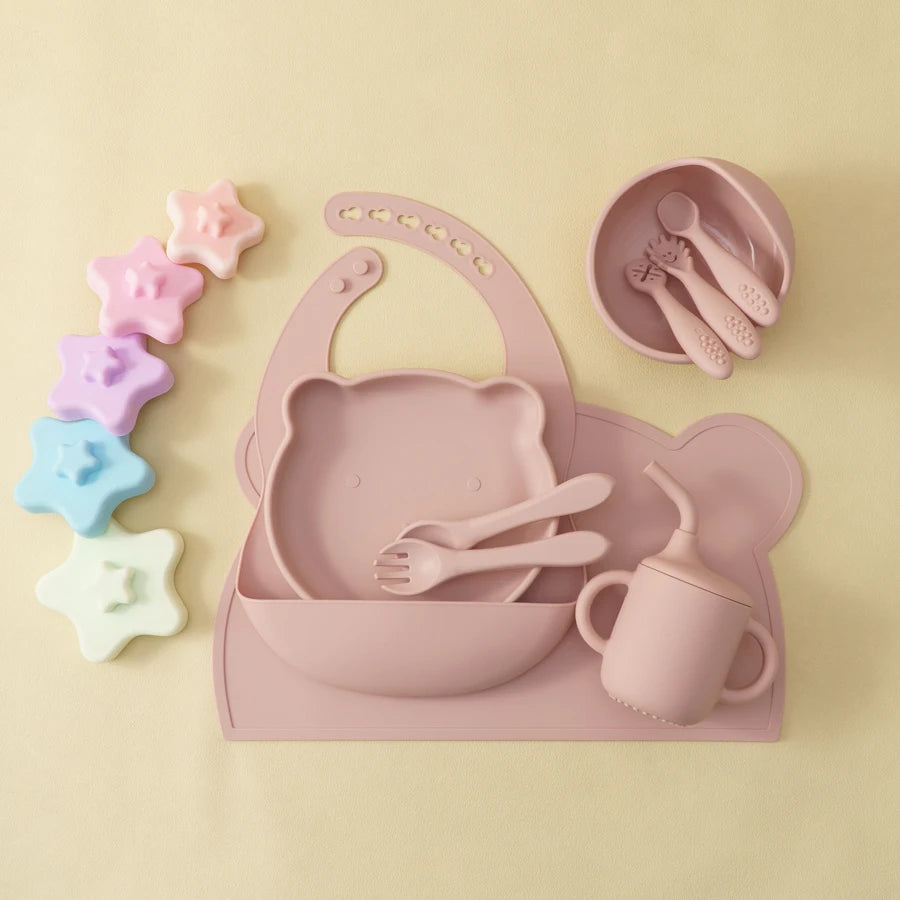 Teddy 10 pcs Silicone Baby Feeding Set