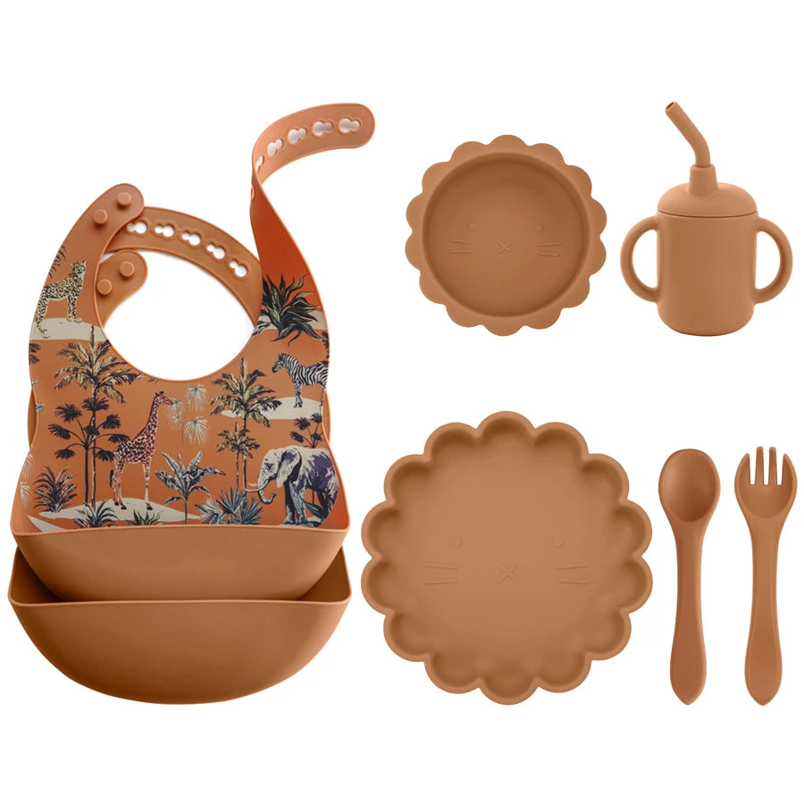 BPA Free Lion Shape Silicone Feeding Set