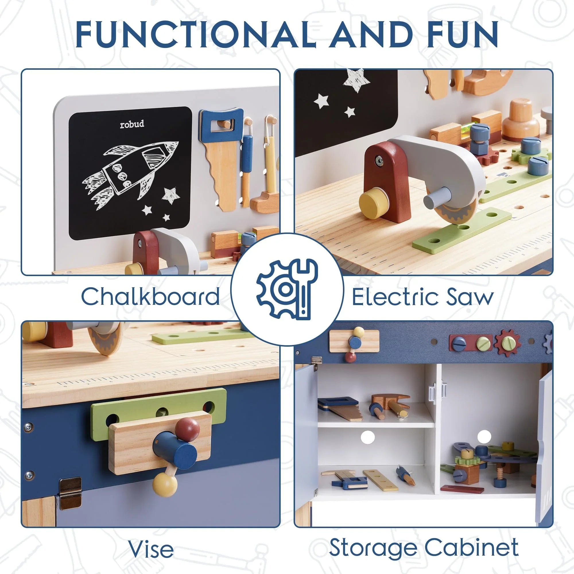 Robotime Robud Wooden Workbench for Kids 3+