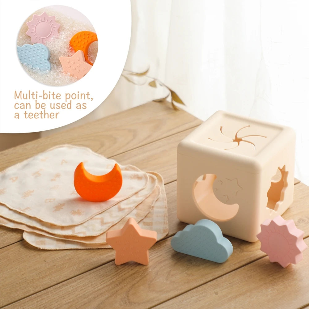 Silicone Baby Tissue Box Toy for Sensory Play & Development