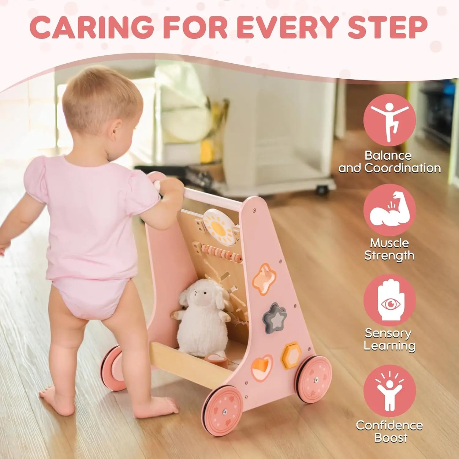 Robotime Robud Wooden Baby Walker