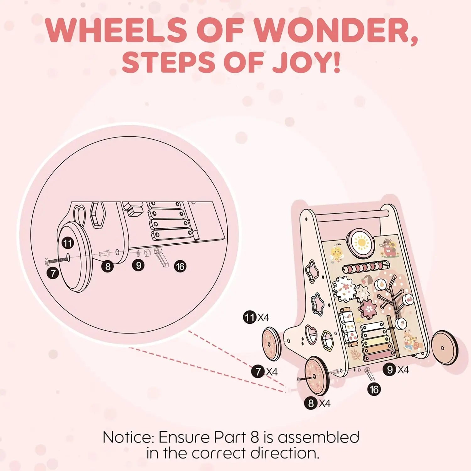 Robotime Robud Wooden Baby Walker