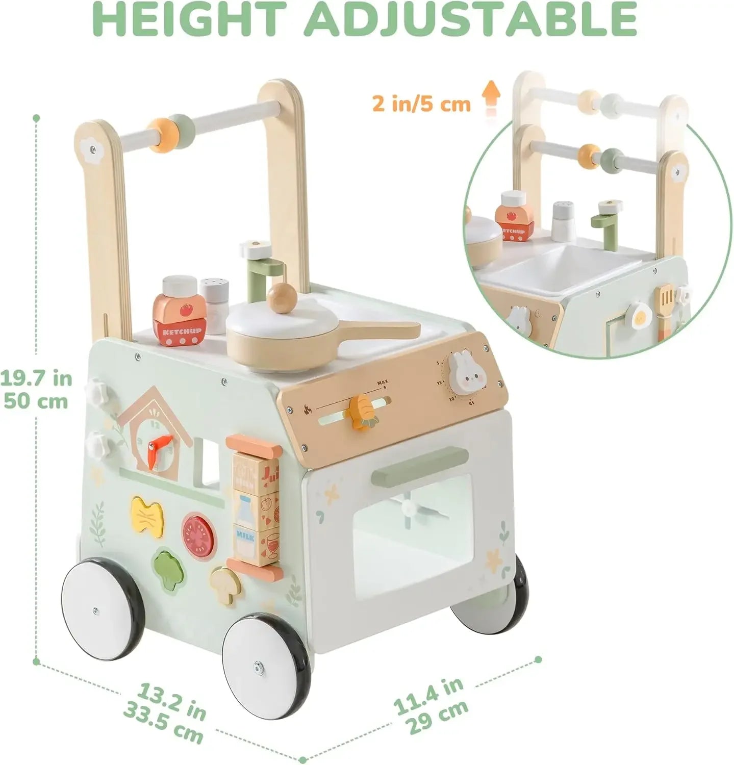 Robud Adjustable Wooden Baby Walker Kitchen