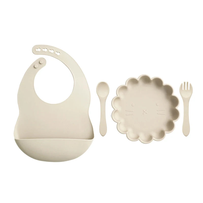 Lion 6 pcs Silicone Baby Feeding Set