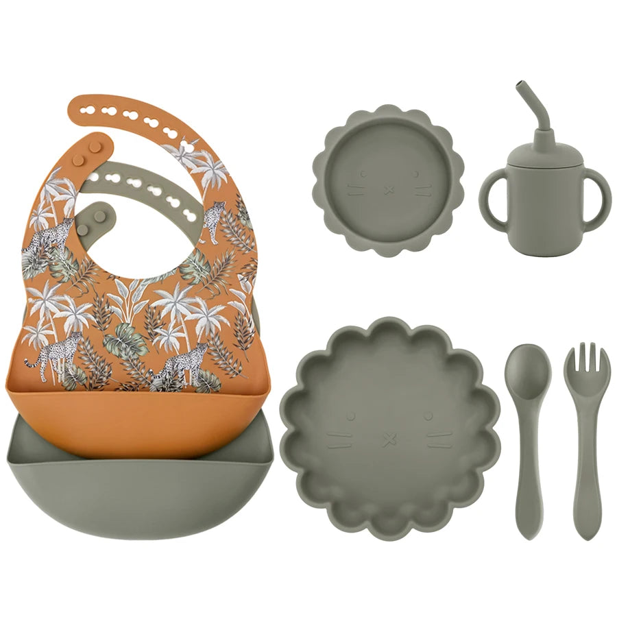 BPA Free Lion Shape Silicone Feeding Set