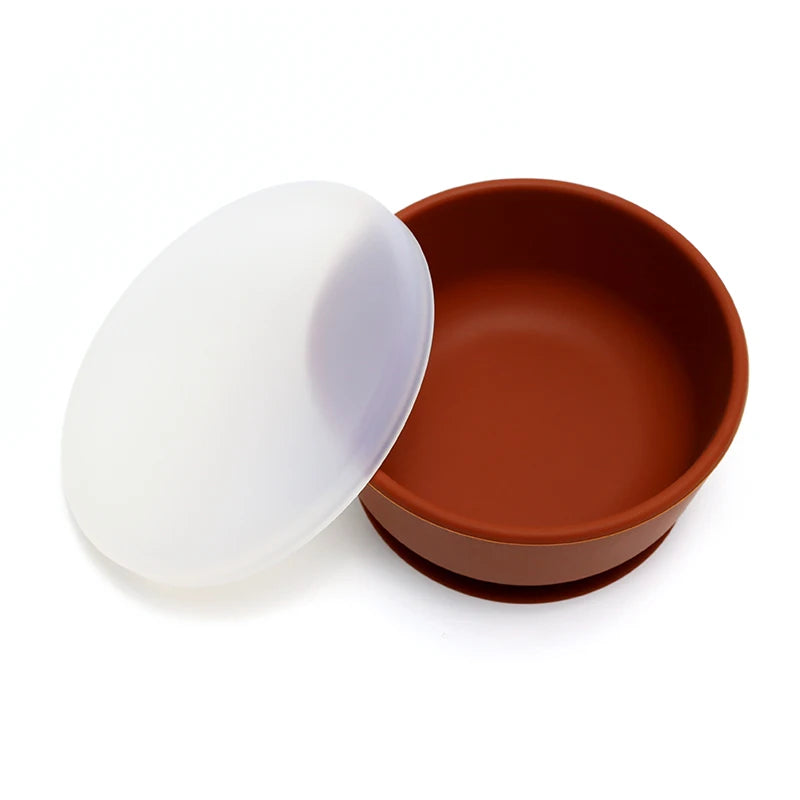 Silicone Baby Feeding Suction Bowl with Lid