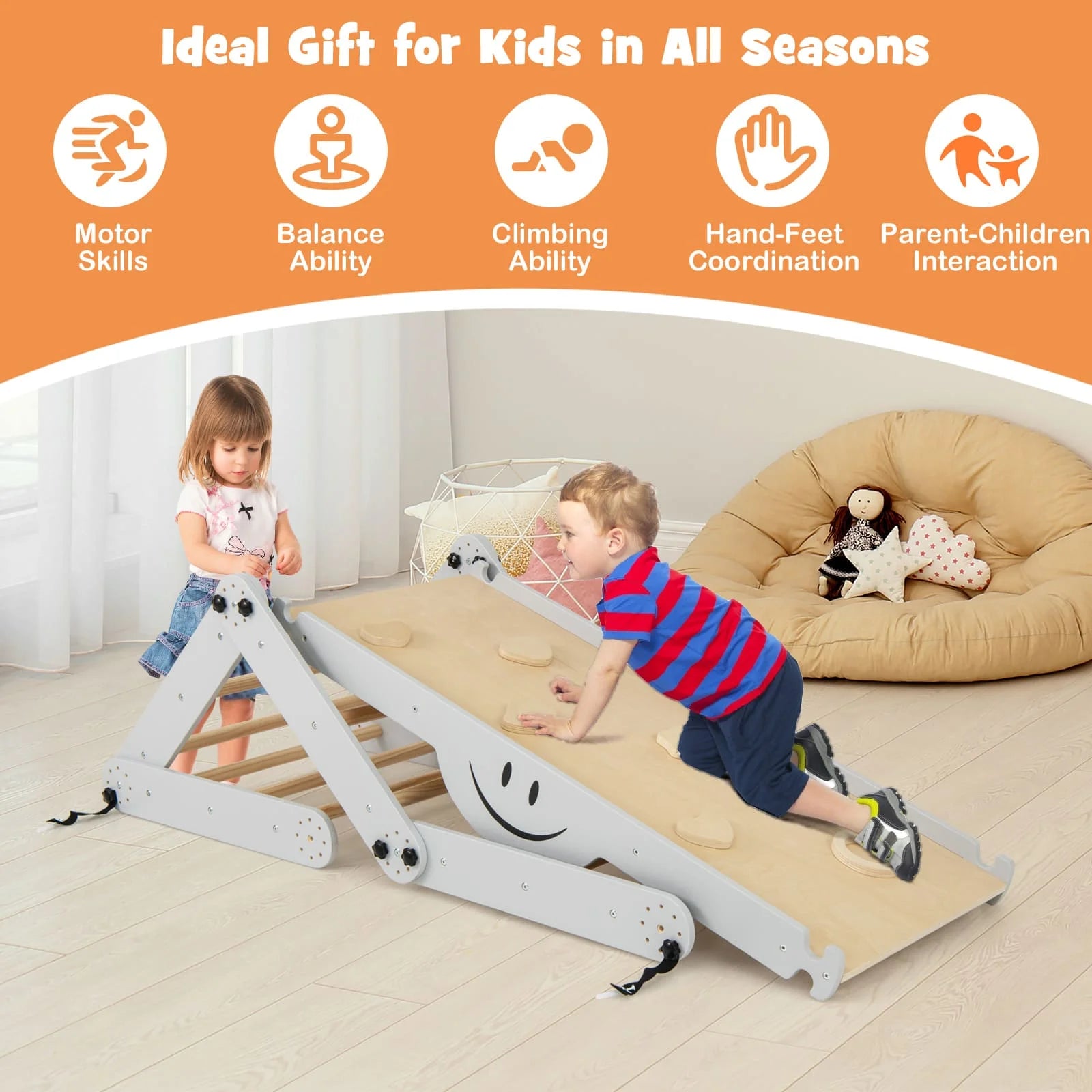 Kiddyroo™ Montessori Climbing Toy Set with Reversible Ramp