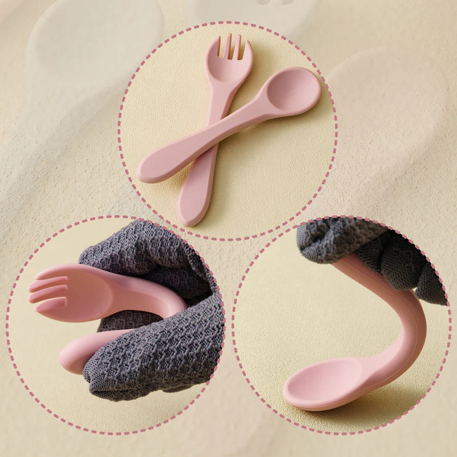 Lion shape 7PCS Baby Silicone Tableware Set