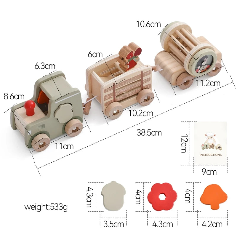 Montessori Wooden Pull Along Trolley Toy