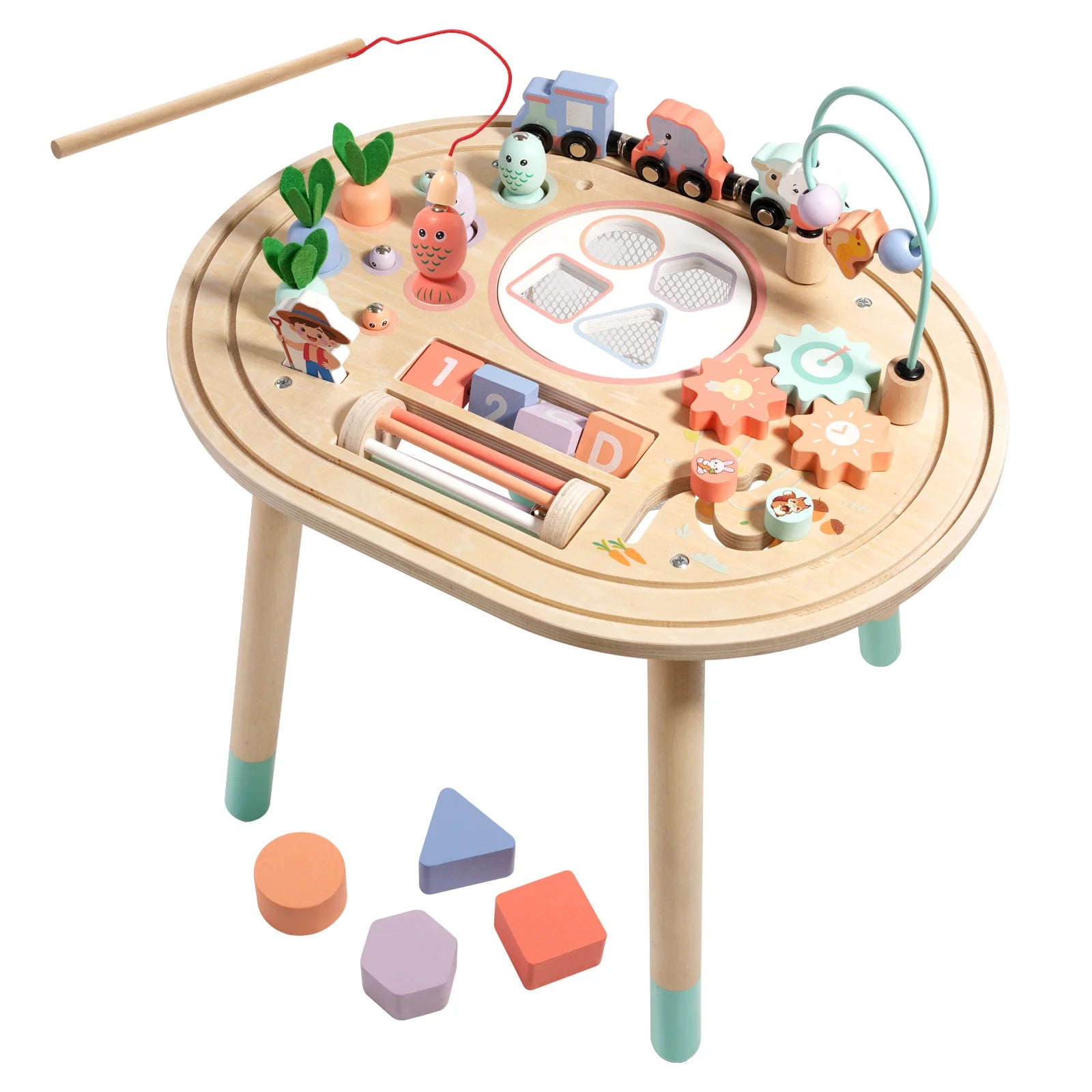 10-in-1 Wooden Educational Montessori Activity Table for Kids