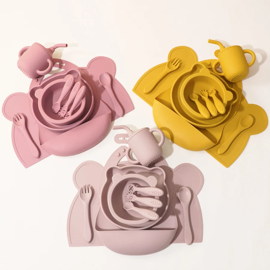 Teddy 10 pcs Silicone Baby Feeding Set