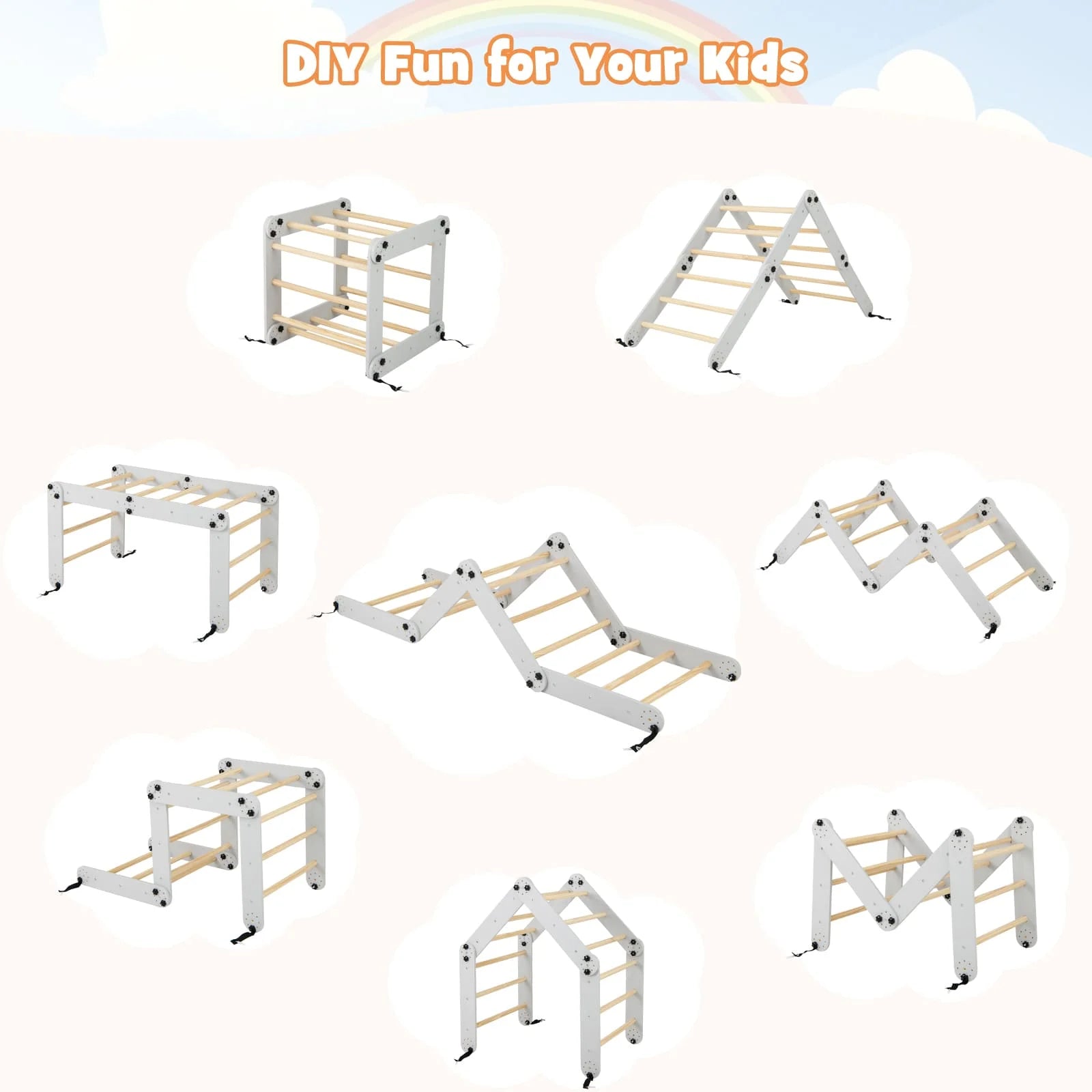 Kiddyroo™ Montessori Climbing Toy Set with Reversible Ramp