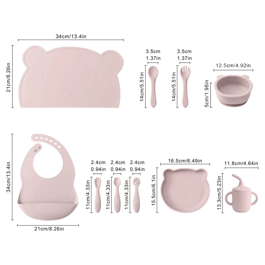 Teddy 10 pcs Silicone Baby Feeding Set