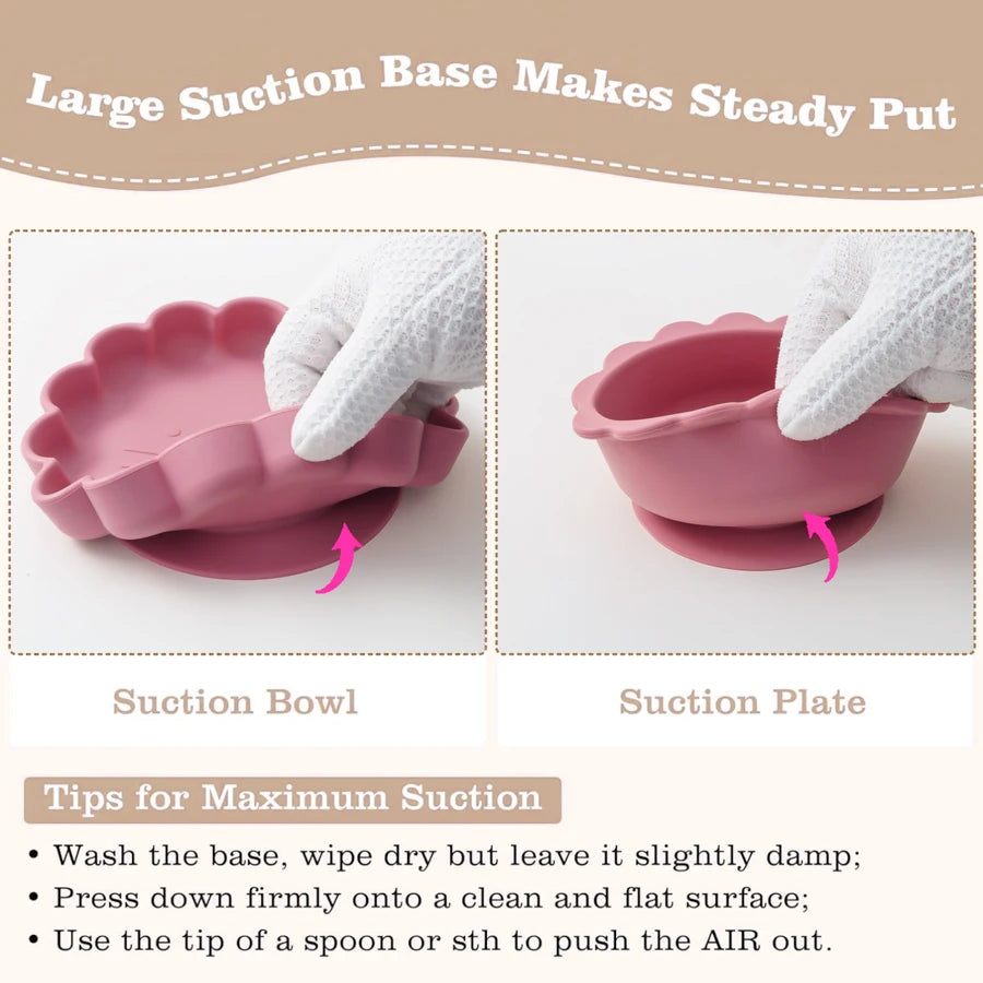 Lion shape 7PCS Baby Silicone Tableware Set