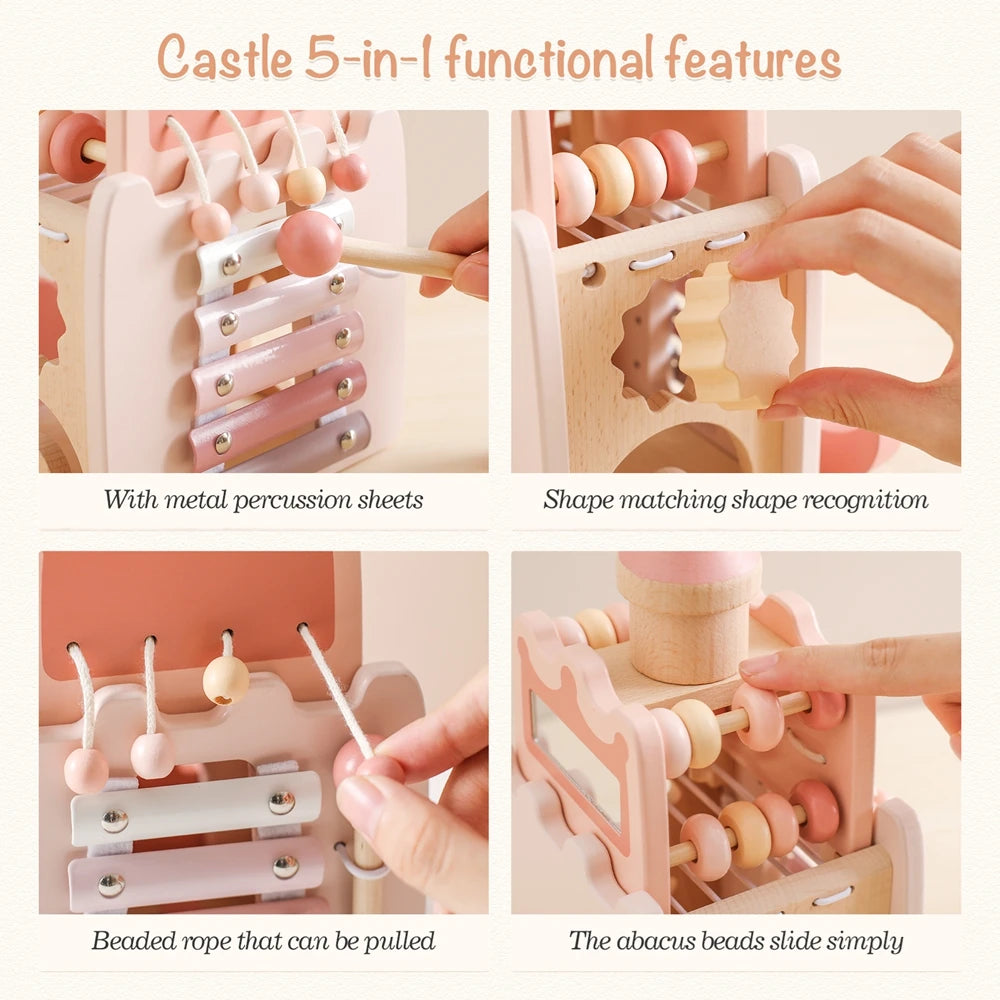 Montessori Wooden Castle Shape Block Puzzle