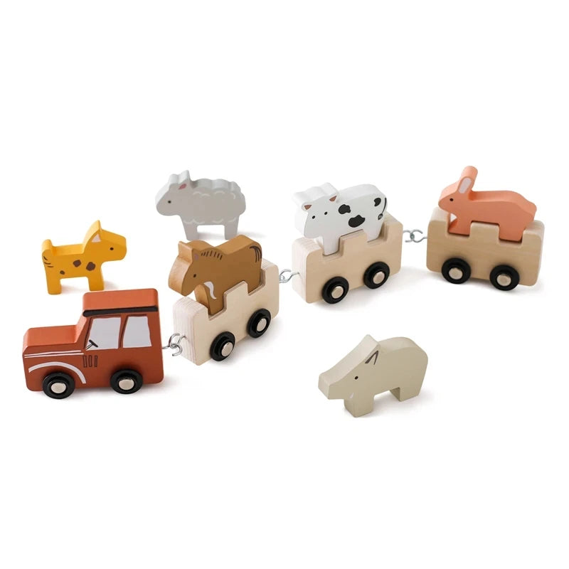 Montessori Wooden Pull Along Trolley Toy