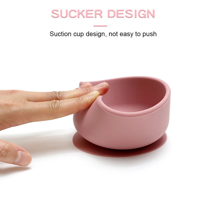 Silicone Baby Feeding Suction Bowl with Lid